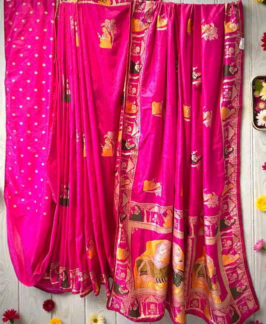 Pink Pure Dola Silk Trending Designer Saree