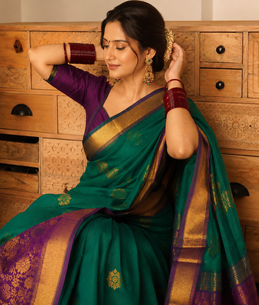 Pure Handloom Kancheepuram Silk Saree -Green