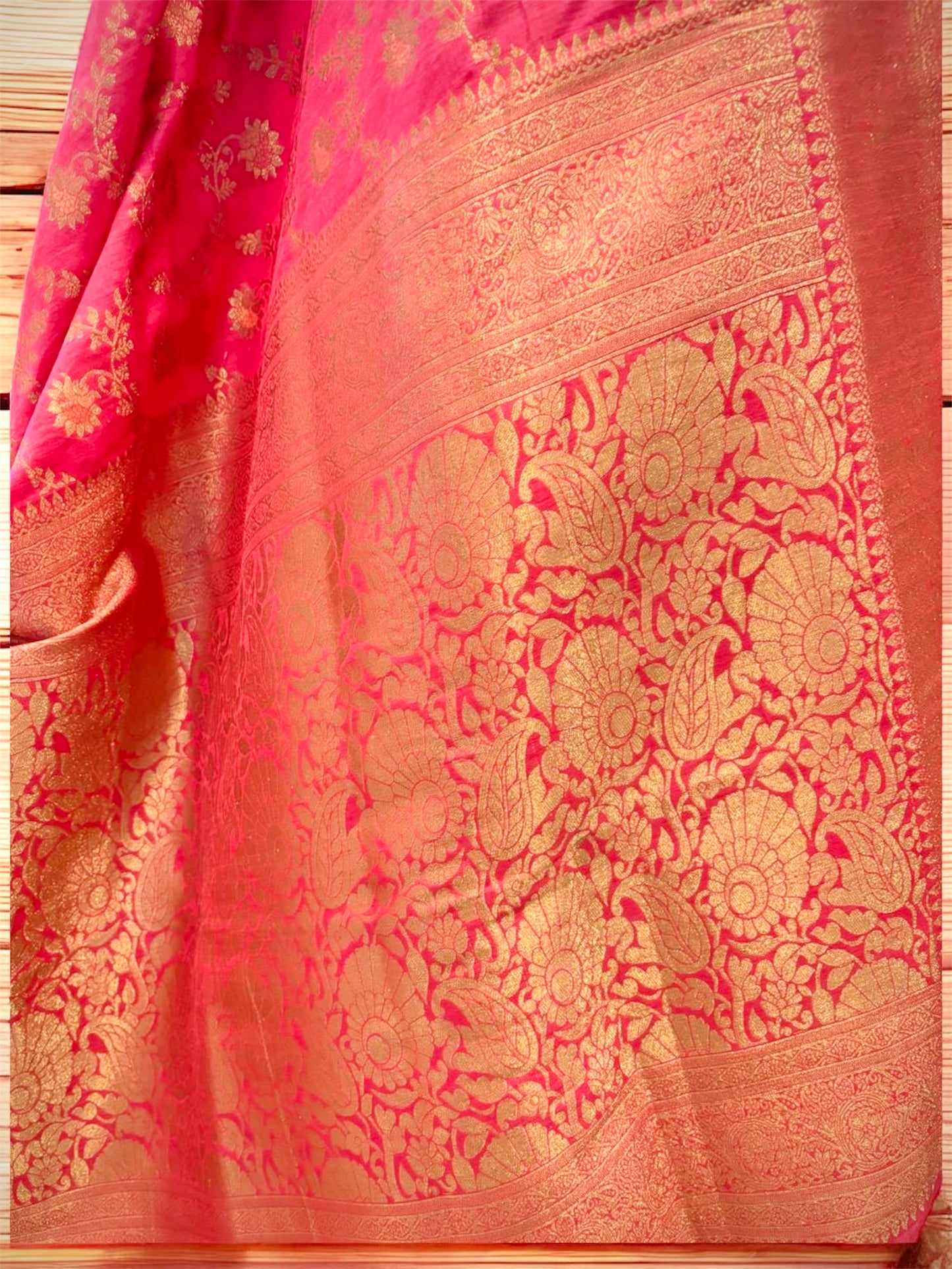 Peach Pink Kanchipuram Silk Saree