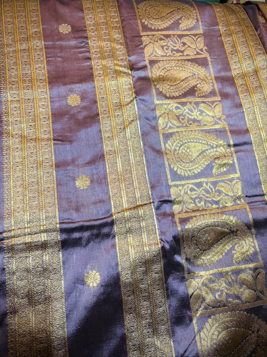 Narayan Peth Paithani Semi- Silk Saree- Grey