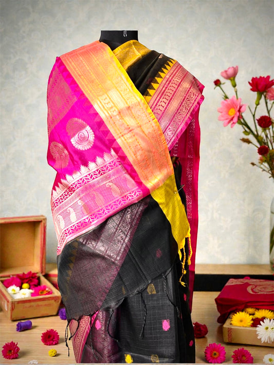 Kota Gadwal Saree- Black