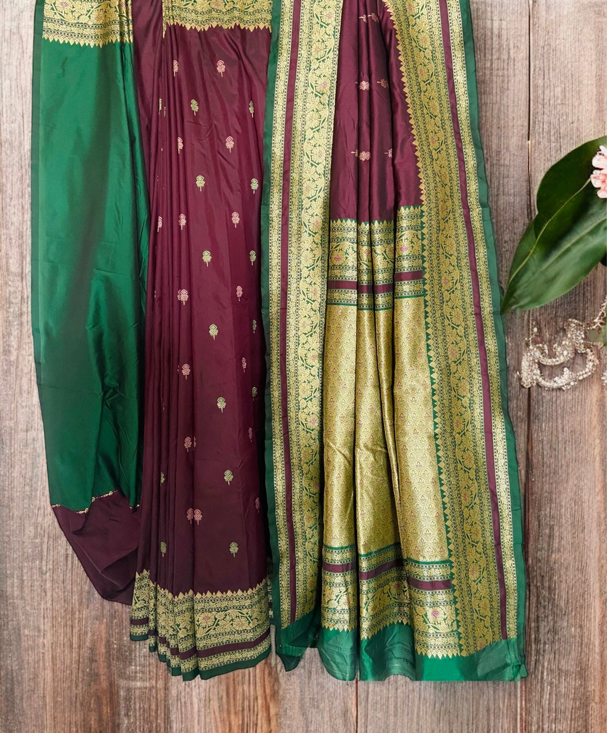 Deep Maroon Semi Kanjivaram Silk Saree