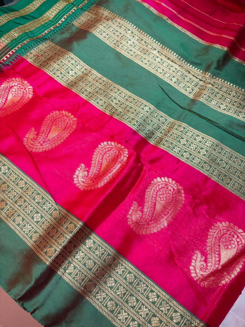 Narayan Peth Paithani Semi-Silk Saree- Pink