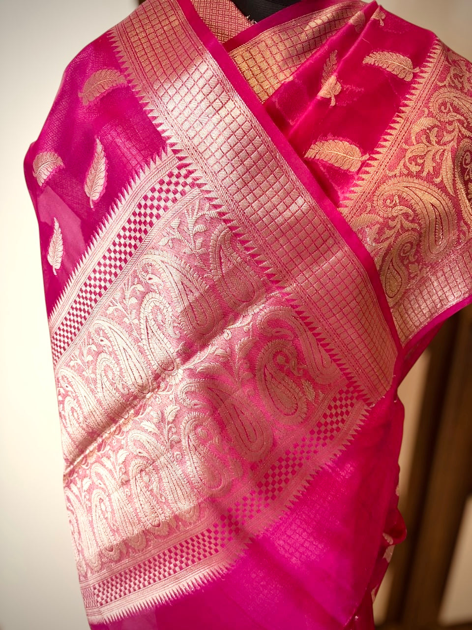 Handwoven Kora Banarasi Silk Saree