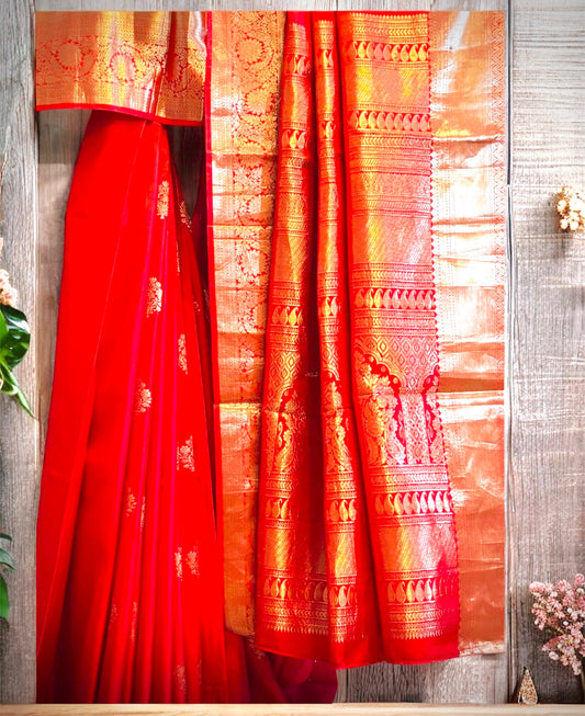 Bridal Red Pure Handwoven Kanjivaram Silk Saree