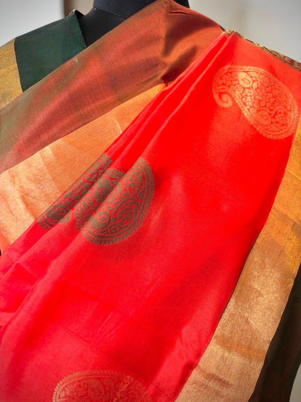Pure Handloom Red Banarasi Silk Saree- Silk Mark Certified