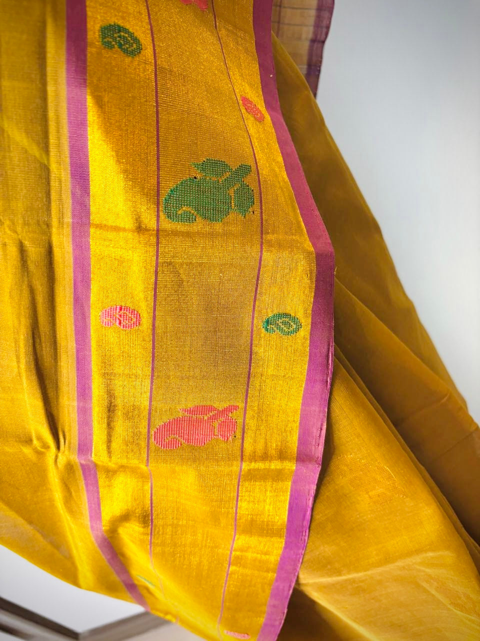 Olive Green Handwoven Kanchi Cotton Saree