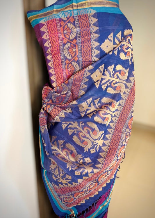 Fuchsia Pink Handwoven Kanchi Cotton Saree