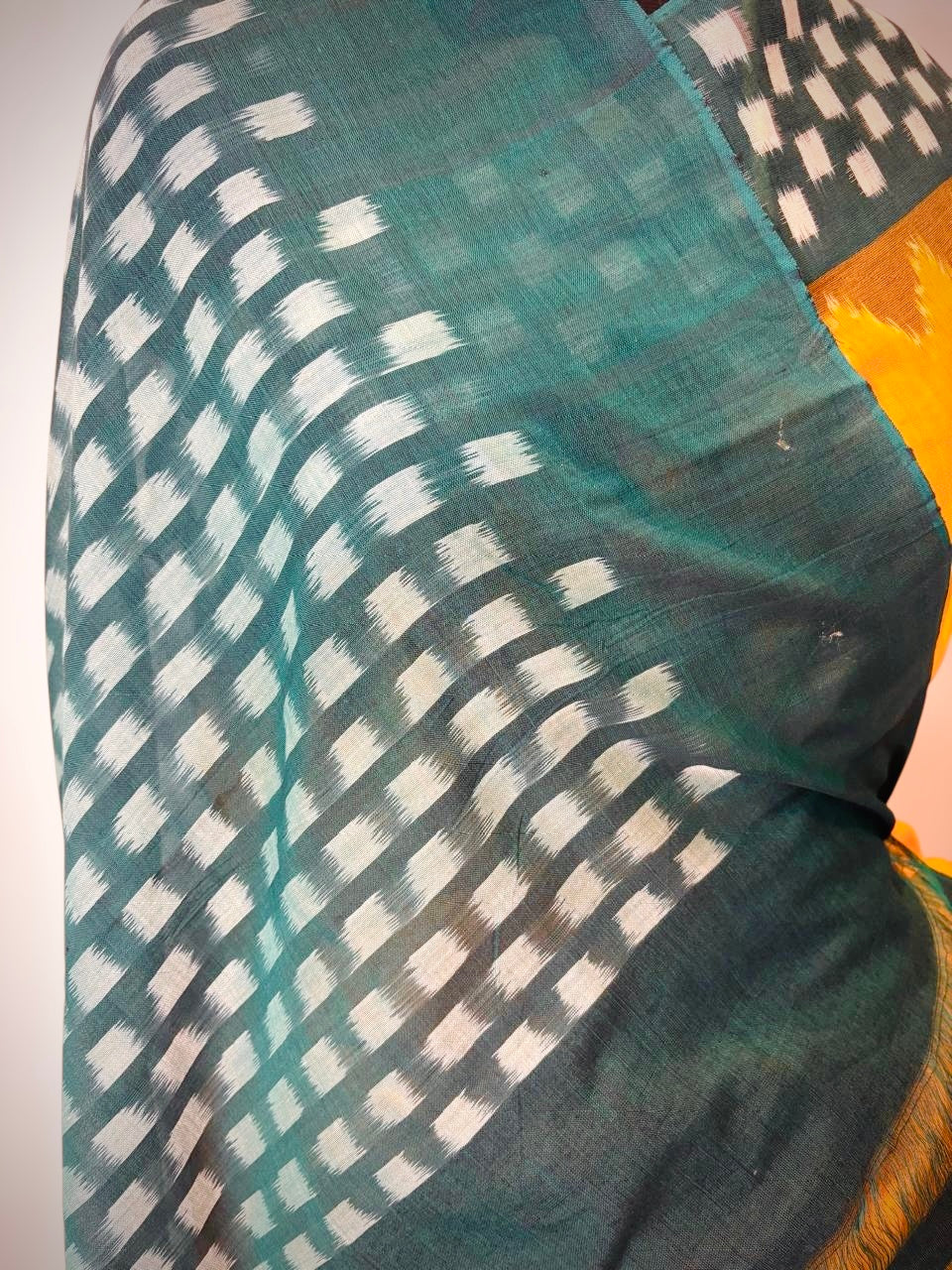Sunflower Yellow Pure Handwoven Ikkat Cotton Saree