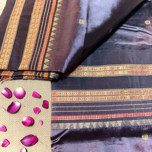 Narayan Peth Paithani Semi- Silk Saree- Charcoal Grey