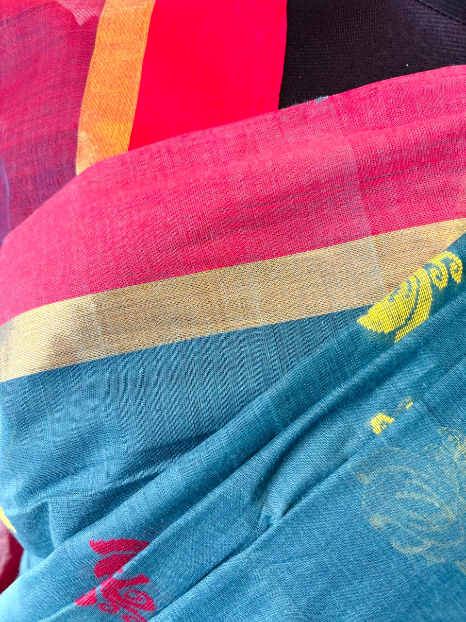 Fuchsia Pink Handwoven Kanchi Cotton Saree