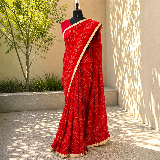 Pure Georgette Chunari Bandhani Saree