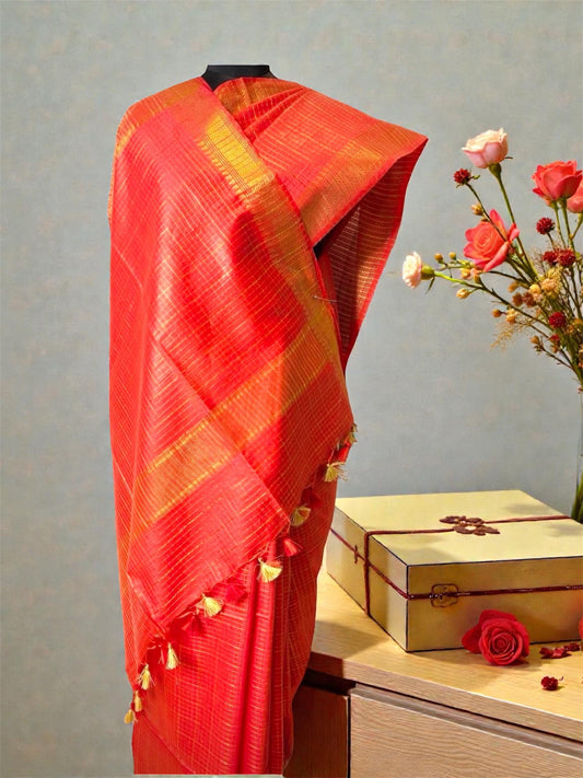 Best Seller- Red Mangalgiri Silk Saree