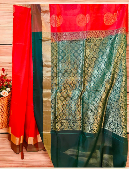 Pure Handloom Red Banarasi Silk Saree- Silk Mark Certified