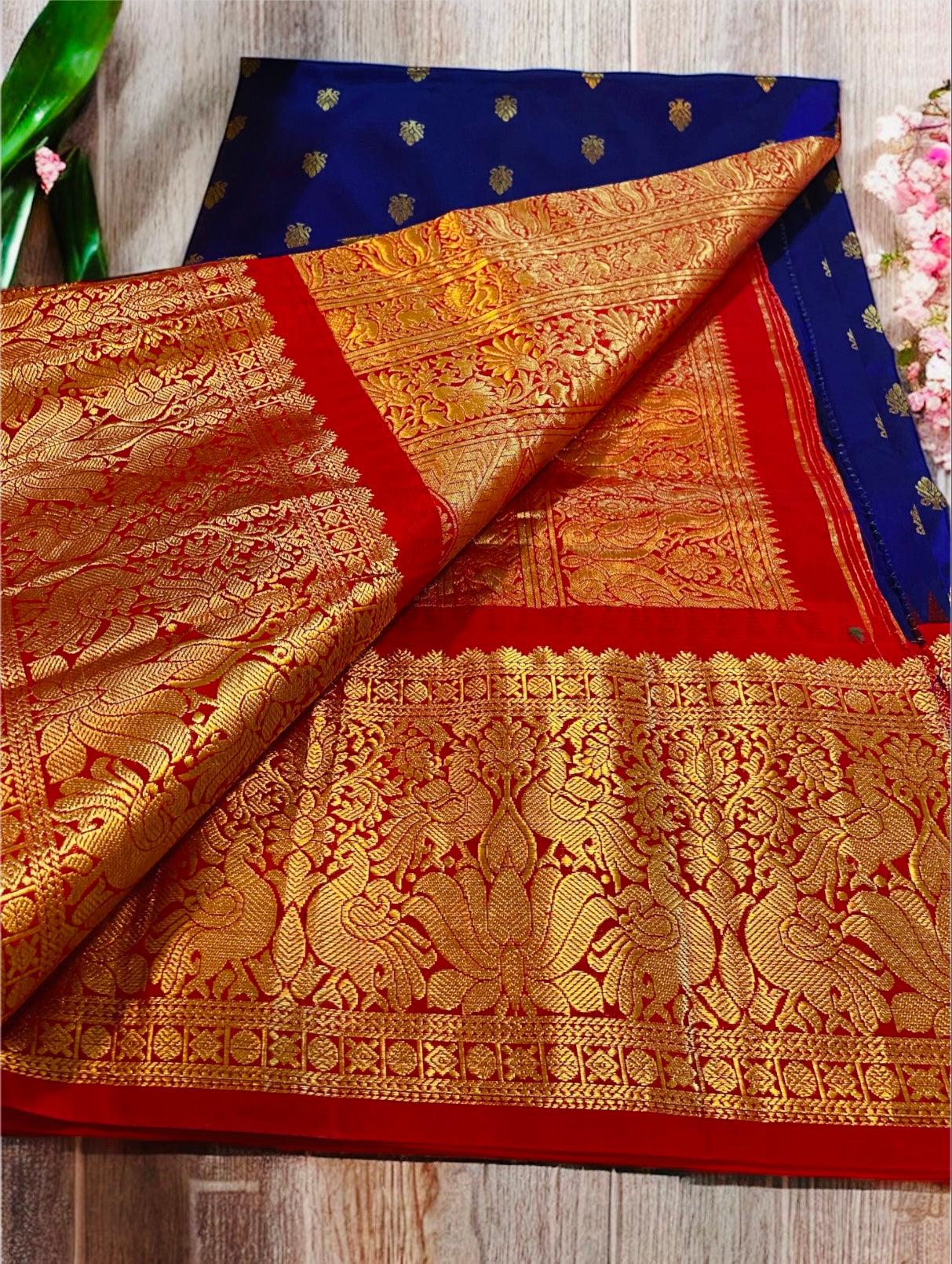 Pure Kanjivaram Silk Saree – Royal Blue Zari Woven