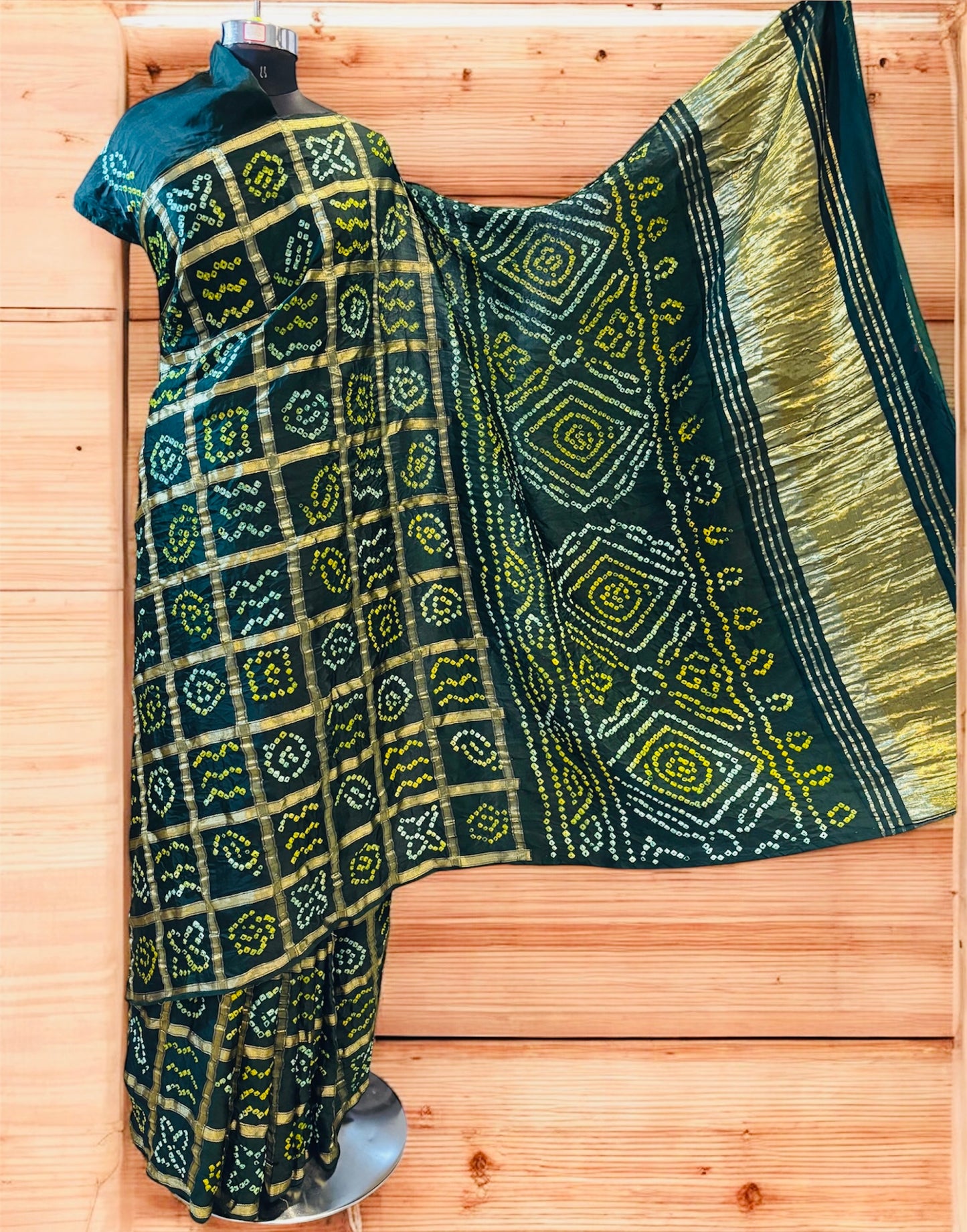 Green Pure Gajji Silk Gharchola Saree