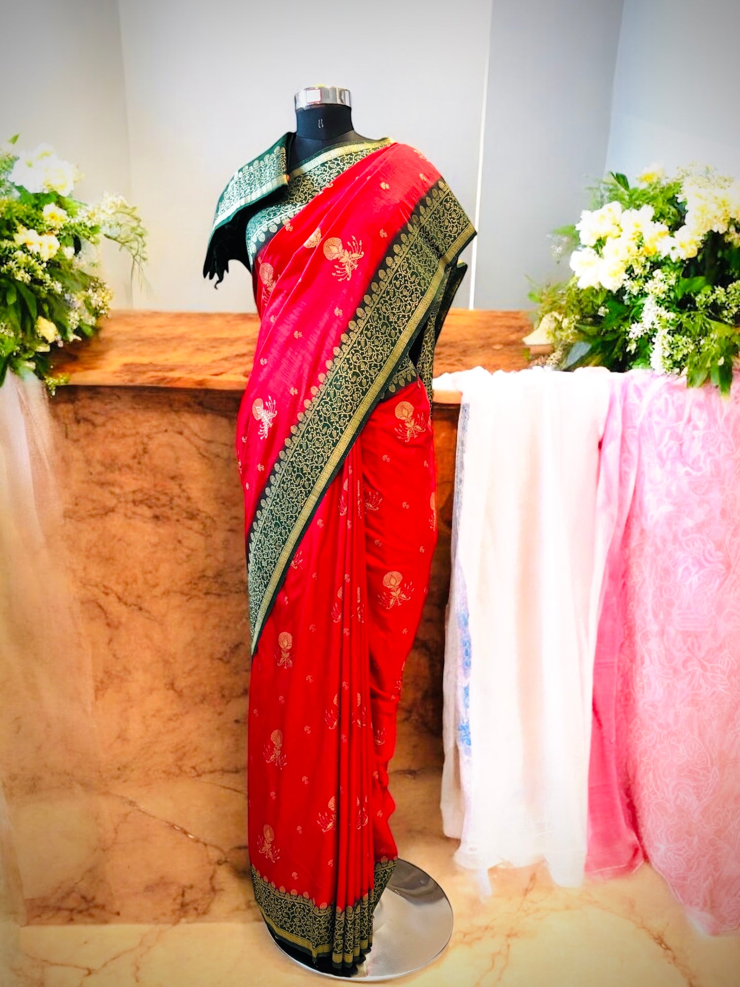 Red Green Kanchipuram Silk Saree