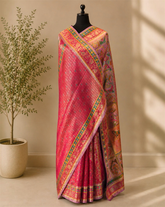Pure Kani Silk Handloom Saree- Soft Lavender