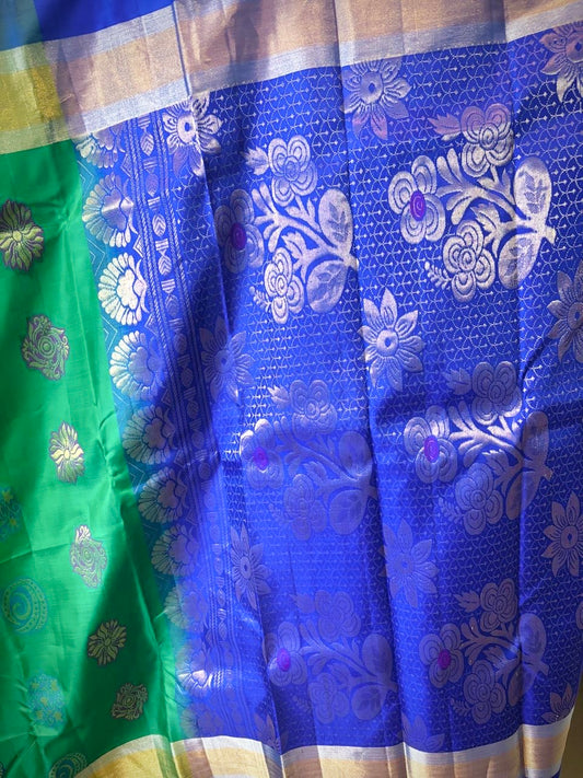 Green Handwoven Dharmavaram Silk Saree
