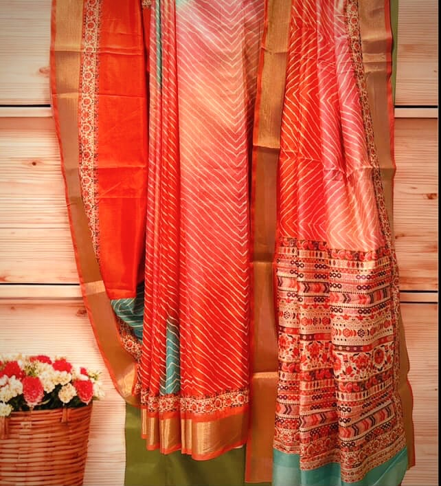 Multicolored Muslin Lehariya Saree