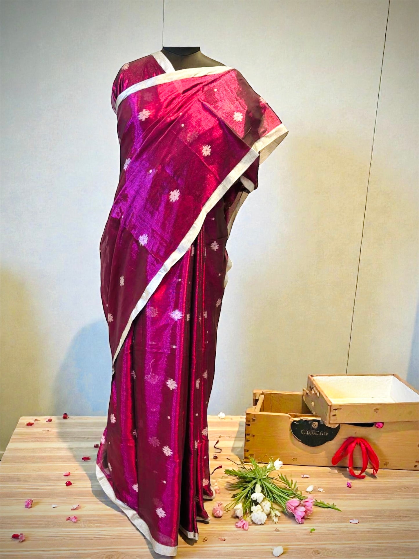 Pink Raga Tissue Handloom Saree
