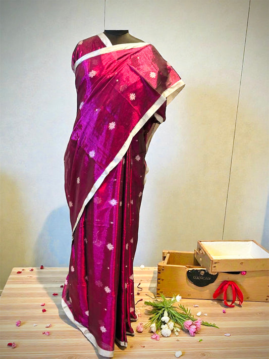 Pink Raga Tissue Handloom Saree