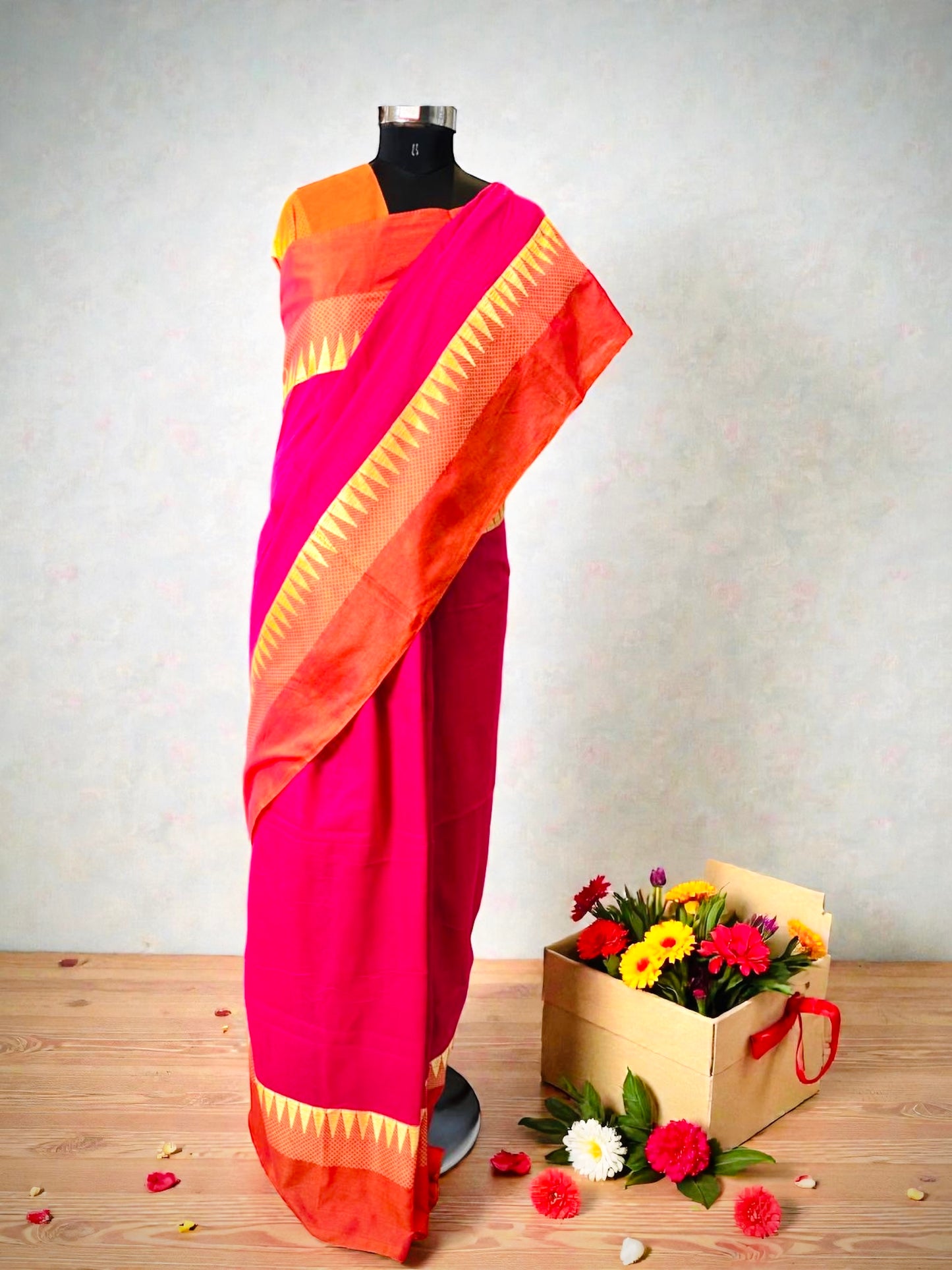 Pure Handloom Khaddi Cotton- Rani Pink