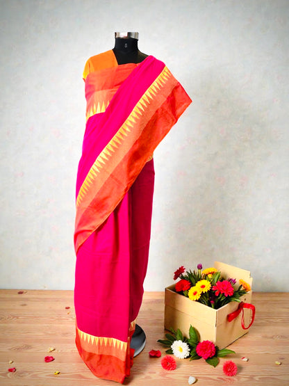 Pure Handloom Khaddi Cotton- Rani Pink