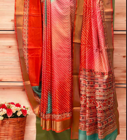 Multicolored Muslin Lehariya Saree