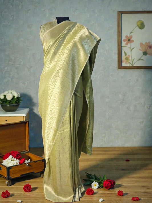 Pista Green- Tissue Banarasi Saree