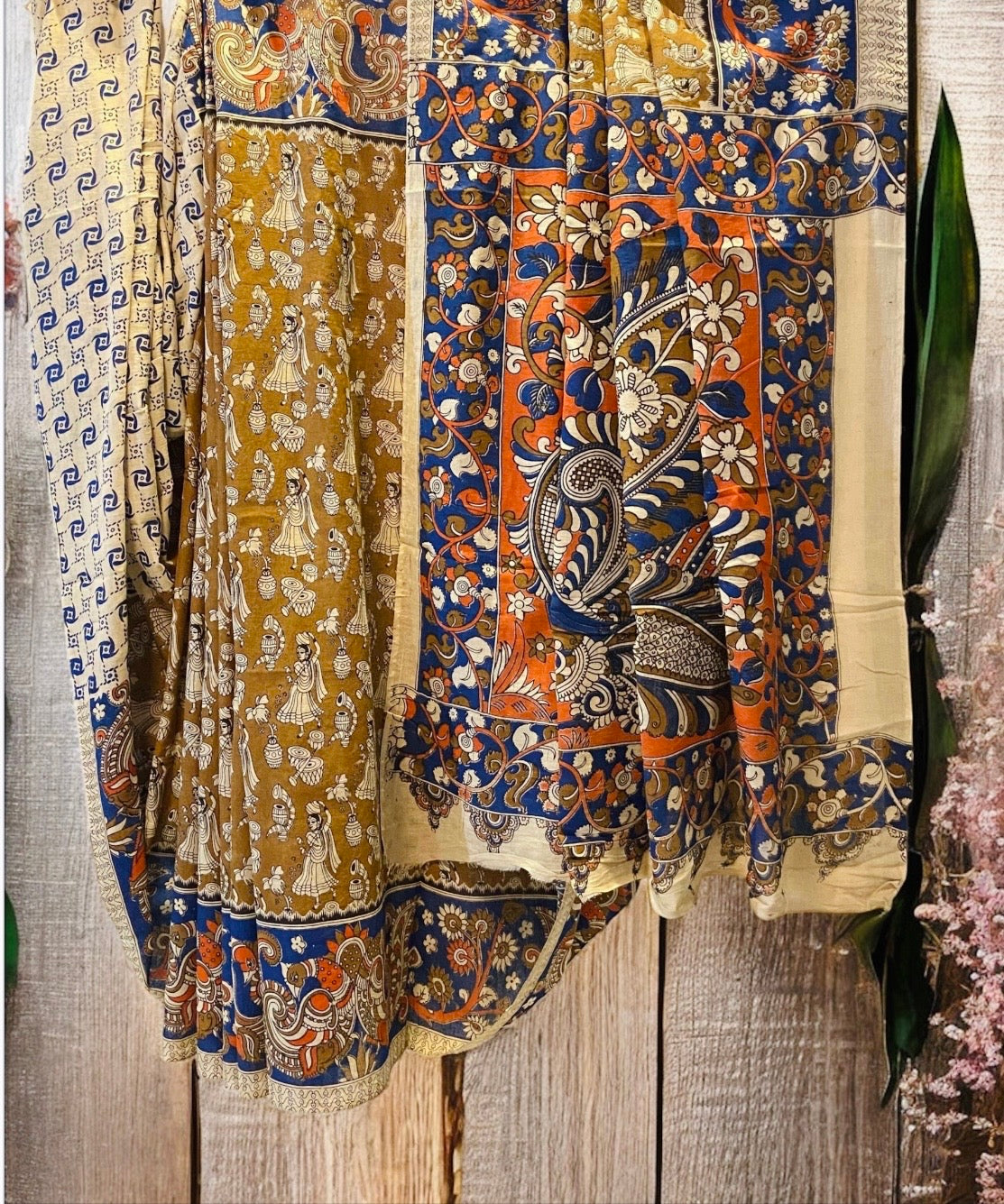 Pure Cotton Handloom Kalamkari Saree- Beige