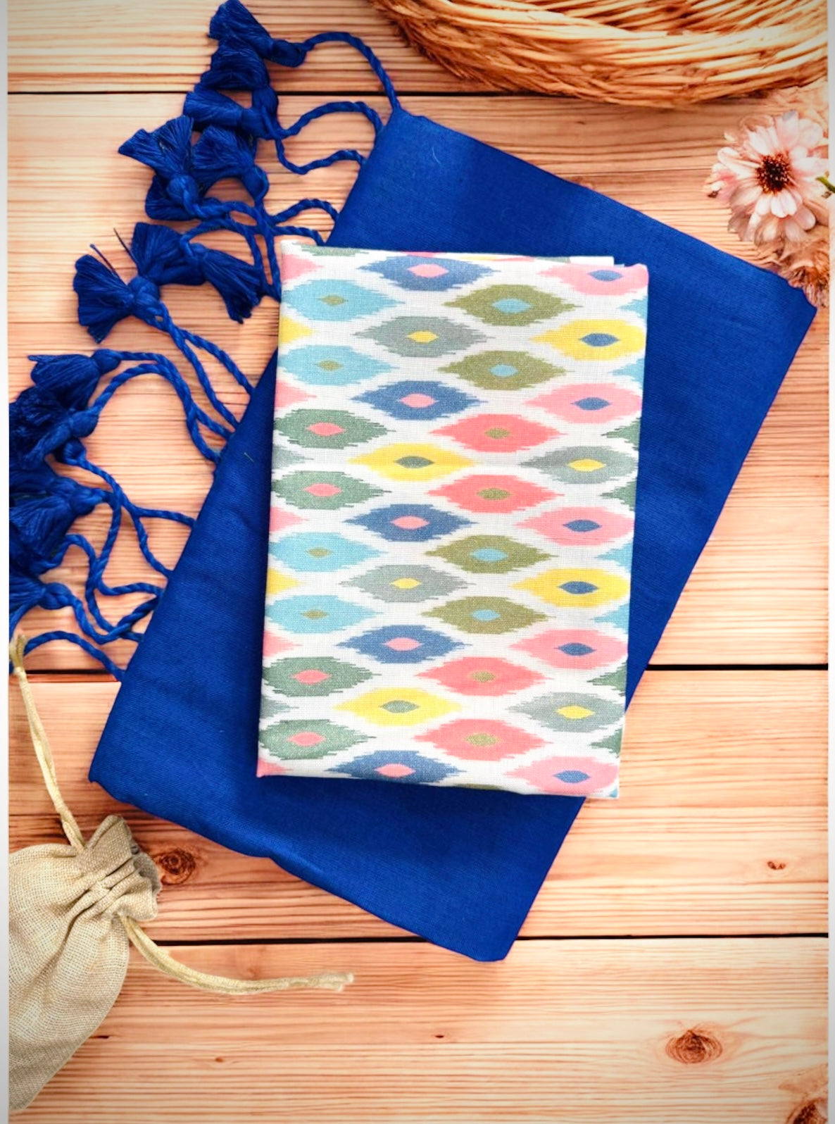 Blue Pure Handloom Khadi Cotton Saree