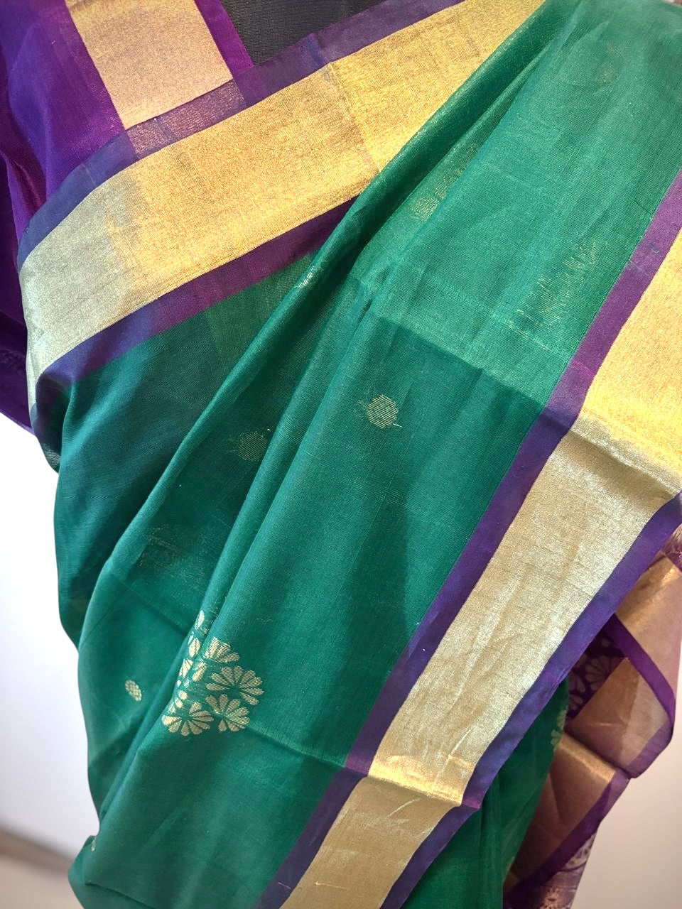 Pure Handloom Kovai Silk Cotton Saree-Green