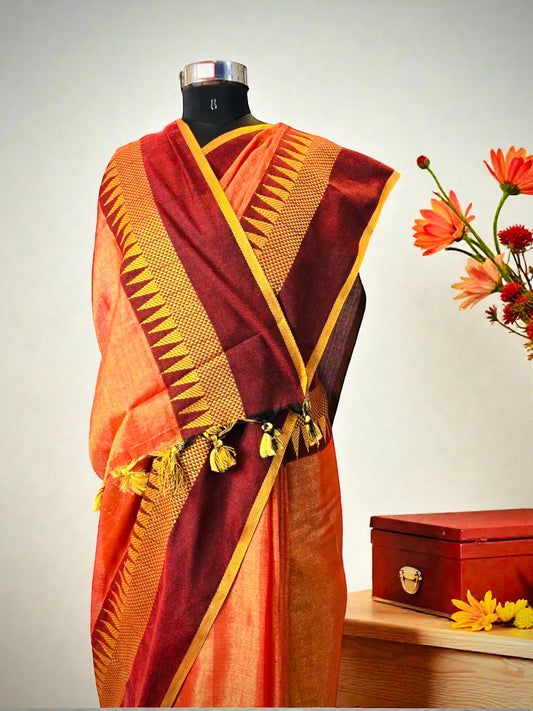 Rustic Tissue Linen Saree