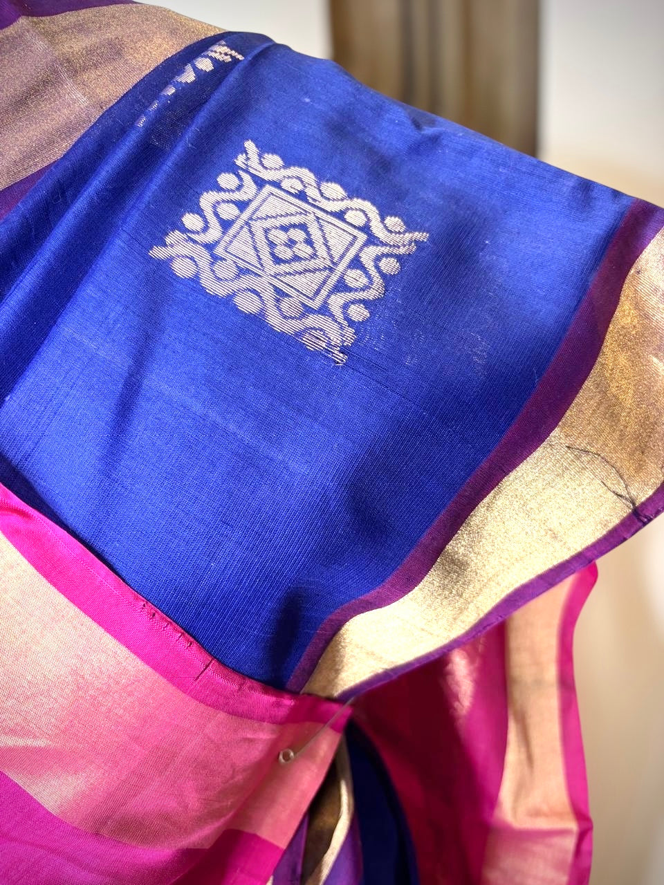 Pure Handloom Kovai Silk Cotton Saree- Blue