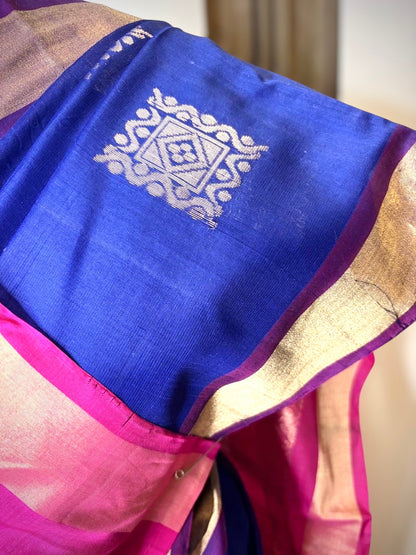 Pure Handloom Kovai Silk Cotton Saree- Blue