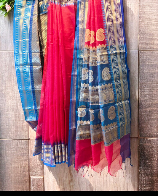 Blue Kota Gadwal Saree