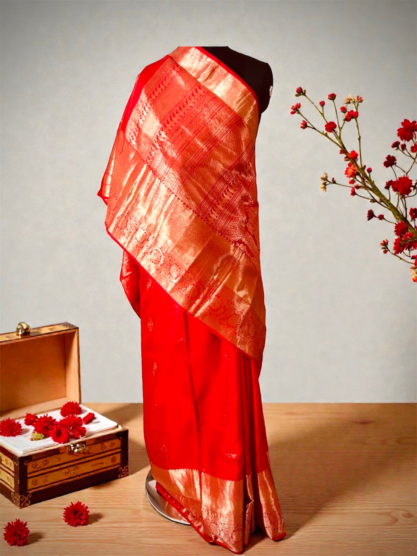 Pure Kanjivaram Silk Saree- Bridal Red