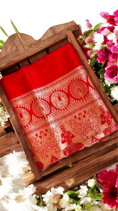 Red Traditional Bangalore Silk Baluchari Saree