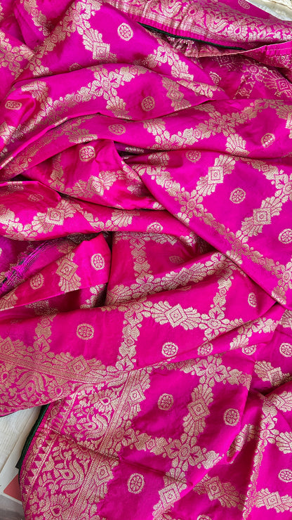 Pink Dola Silk Gharchola Saree