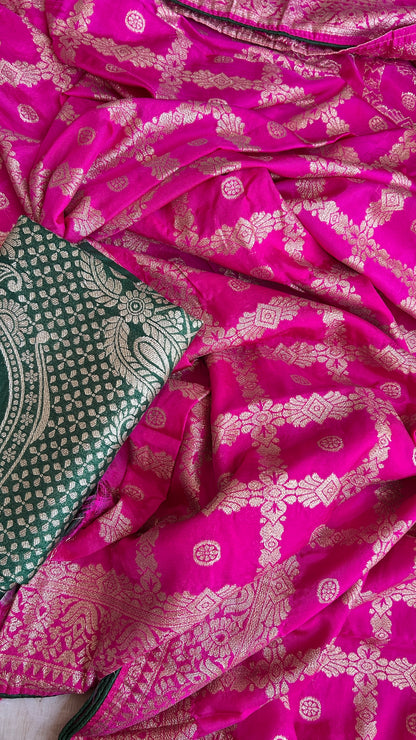 Pink Dola Silk Gharchola Saree