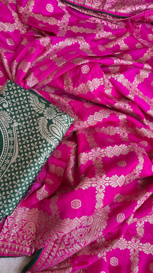 Pink Dola Silk Gharchola Saree