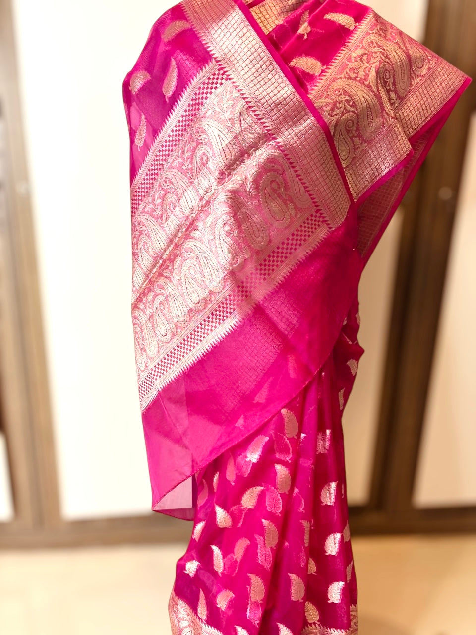 Handwoven Kora Banarasi Silk Saree