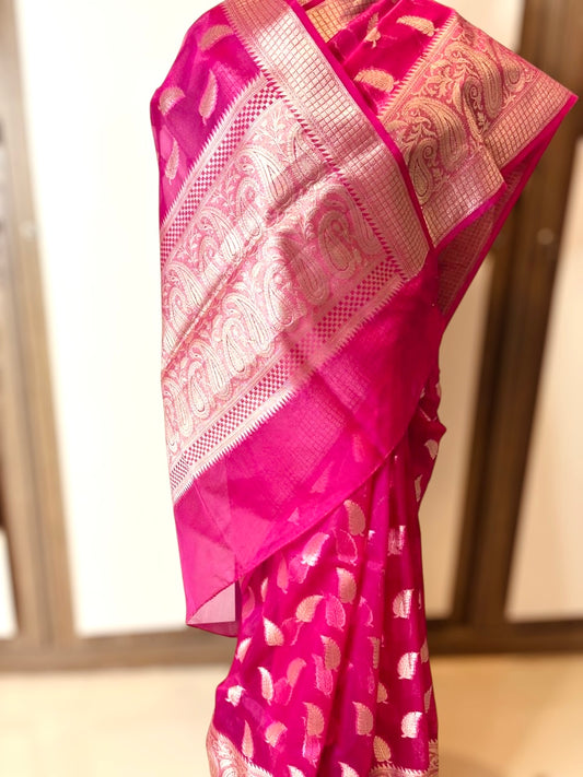 Handwoven Kora Banarasi Silk Saree