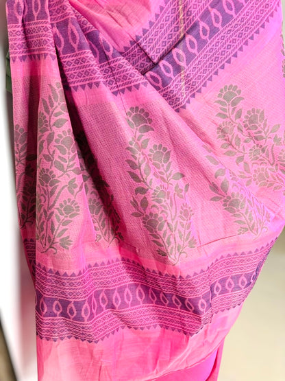 Baby Pink Pure Handwoven Kanchi Cotton Saree