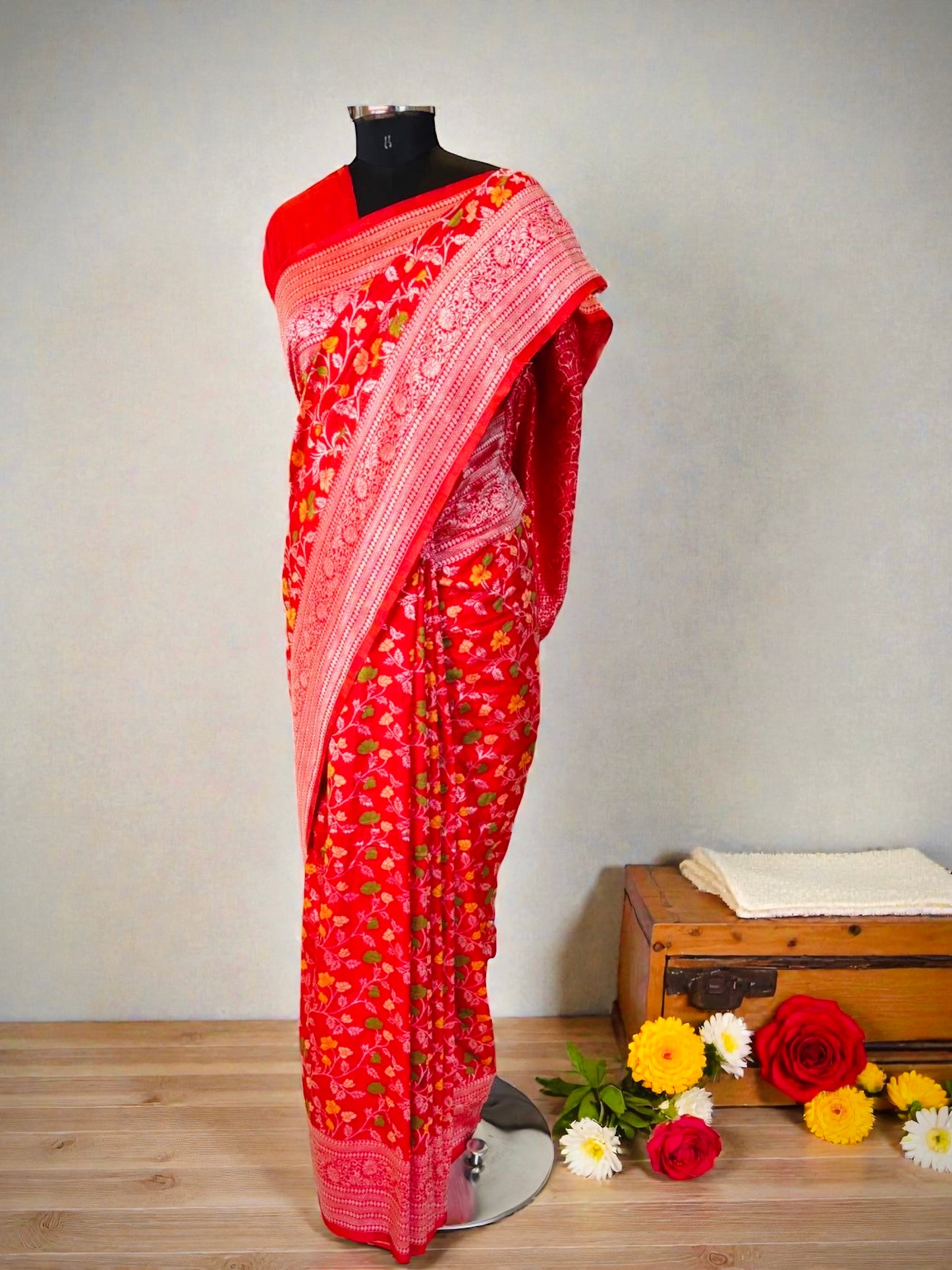Red Pashmina Saree
