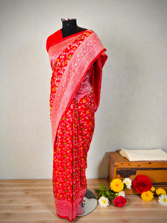 Red Pashmina Saree