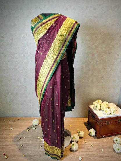 Deep Maroon Semi Kanjivaram Silk Saree