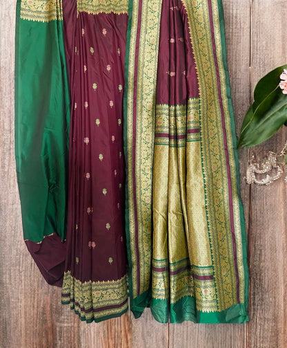 Deep Maroon Semi Kanjivaram Silk Saree