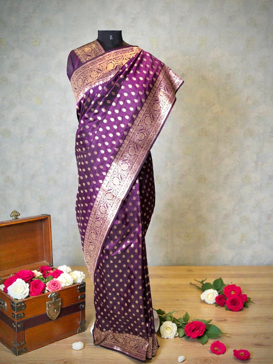 Purple Semi Banarasi Saree